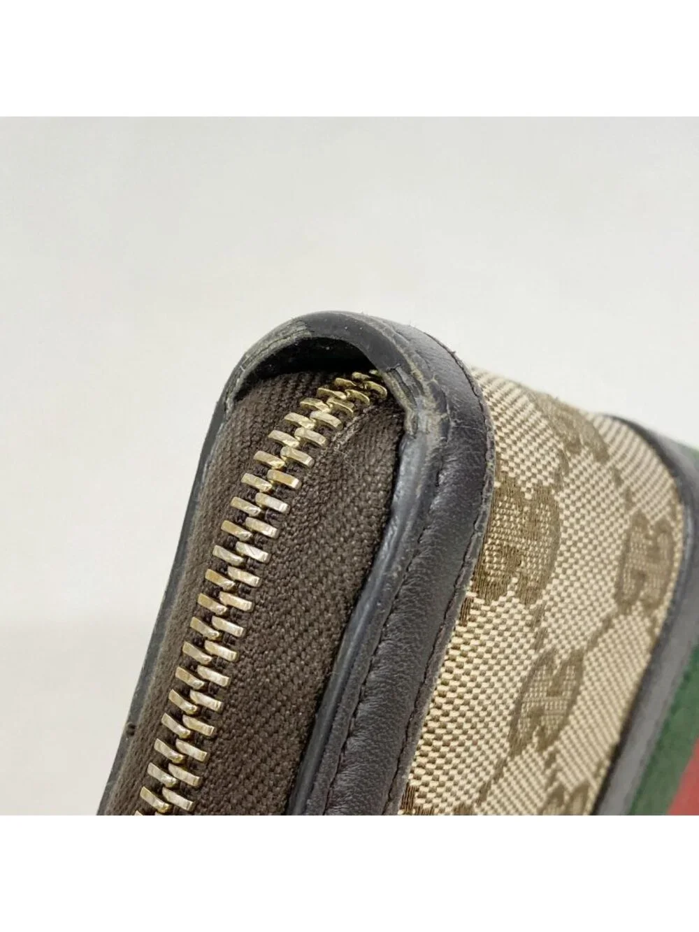 Gucci Wallet GG Canvas Sherry Line Brown Gold